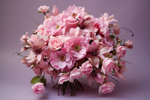 Fragrant Pink flowers dahlias bouquet. Spring deep. Generate Ai