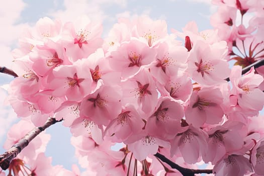 Beautiful Pink cherry blossom. Garden nature season. Generate Ai
