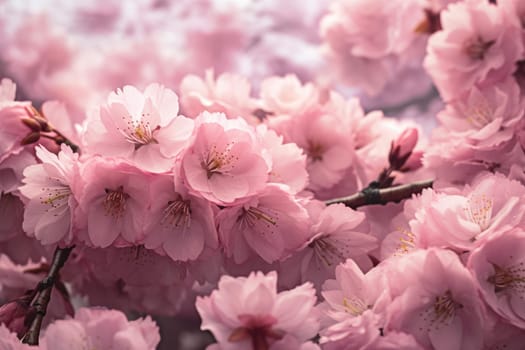 Fragrant Pink cherry blossom. Garden nature season. Generate Ai