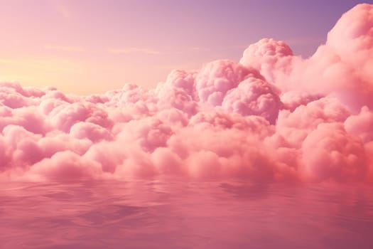Nostalgic Pink cloud. Weather nature purple. Generate Ai