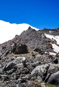 Mountain landscape with snow. Snow in the mountains. Mountain landscape.