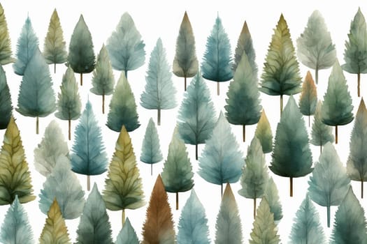 Detailed Forest watercolor pattern. Pattern design paper. Generate Ai
