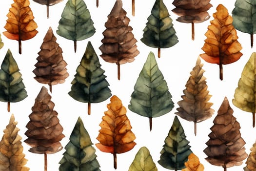 Forest watercolor pattern. Pattern design paper. Generate Ai