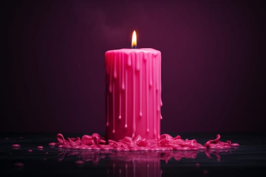 Pink burning candle. Spa candle romance. Generate Ai