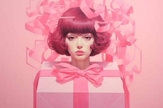 Pink box woman. Fashion strong. Generate Ai