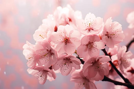 Pink cherry blossom. Garden nature season. Generate Ai