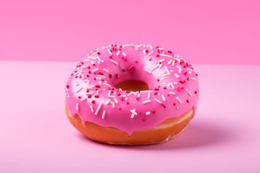 Frosted Pink donut background. Generate Ai