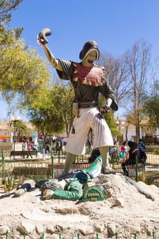 TARABUCO, BOLIVIA- AUGUST 06, 2017: Commemorative statue of victory agains Spanish.