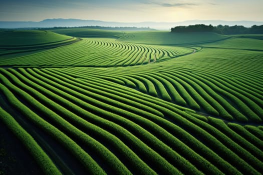 Expansive Field agricultural landscape tractor. Soil food. Generate Ai