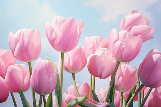 Elegant Pink tulips. Tulip flower bouquet. Generate Ai