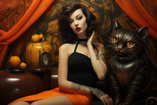 Pinup model photo. Female portrait. Generate Ai