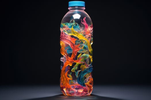Transparent Plastic water bottle. Sea waste. Generate Ai