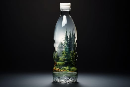 Plastic water bottle. Sea waste. Generate Ai