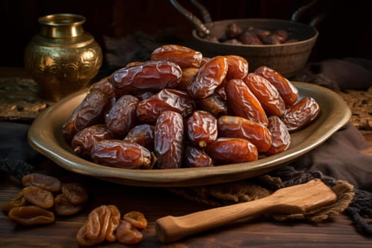 Traditional Plant dried dates banner. Farm bio organic. Generate Ai