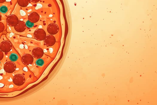 Appetizing Pizza mockup background. Menu salami. Generate Ai