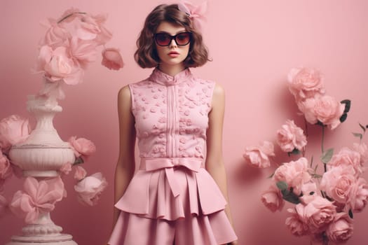 Pink summer clothes. Casual pink girl. Generate Ai