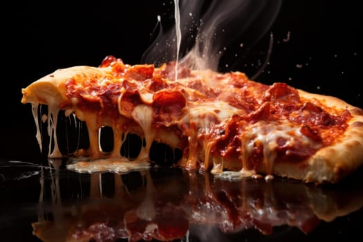 Tantalizing Hot pizza cheese. Piece cooking. Generate Ai