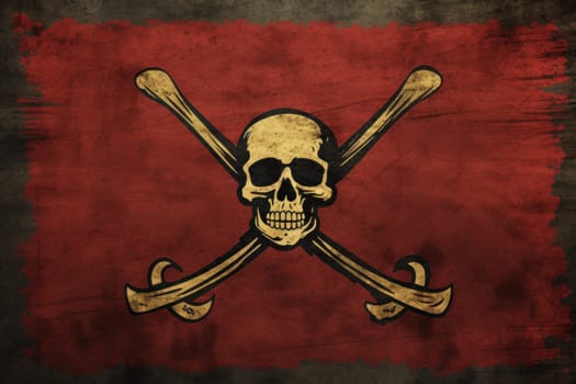 Weathered Pirate flag vintage. Old ship. Generate Ai