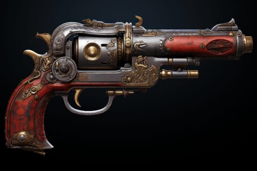 Ominous Pirate gun closeup. Military model. Generate Ai