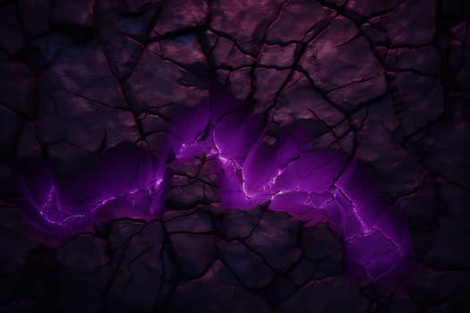 Seething Plain magma cracks purple. Eruption fire. Generate Ai