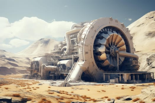 Innovative Pipeline wind turbines. Sky pipe metal. Generate Ai