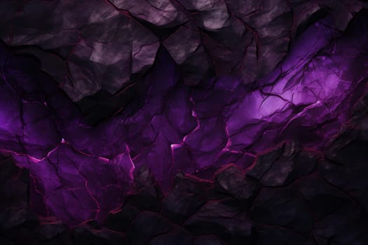 Plain magma cracks purple. Eruption fire. Generate Ai