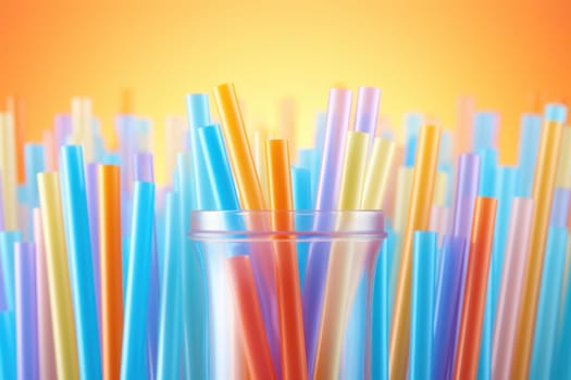 Plastic straw cocktail day vertical banner. Fun design. Generate Ai