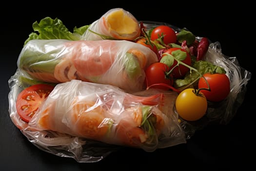 Plastic wrap food. Film stretch. Generate Ai