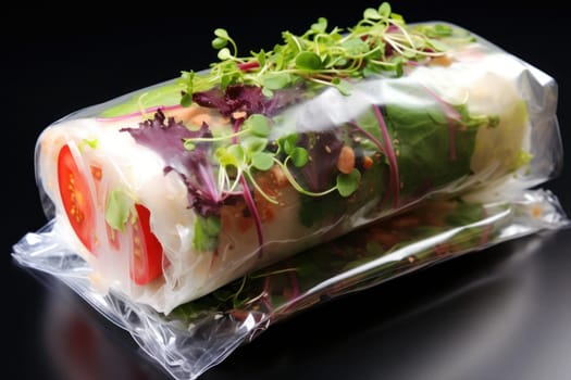 Flexible Plastic wrap food. Film stretch. Generate Ai