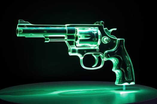 Neon pistol gun. Future glow design. Generate Ai