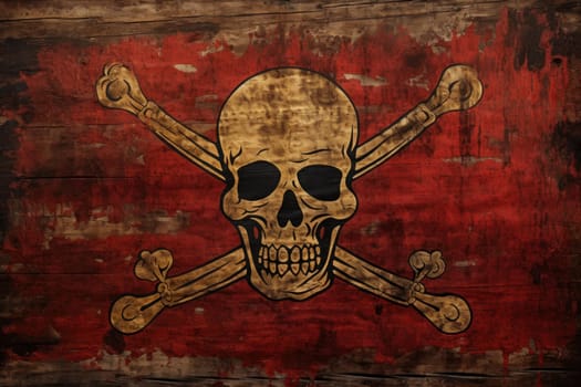 Pirate flag vintage. Old ship. Generate Ai