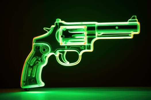 Futuristic Neon pistol gun. Future glow design. Generate Ai