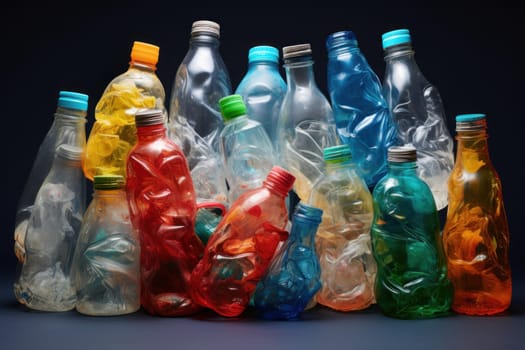 Plastic water bottle waste. Trash beach. Generate Ai