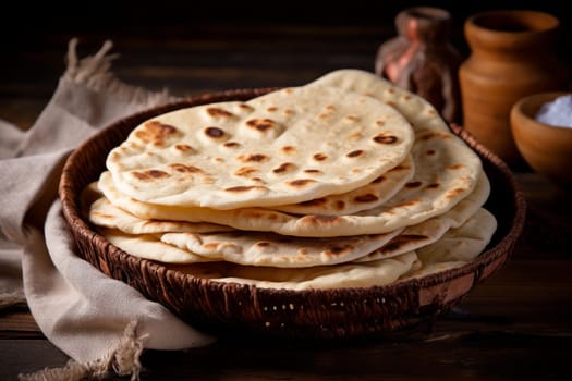 Flavorful Pita bread. Food bakery pastry. Generate Ai