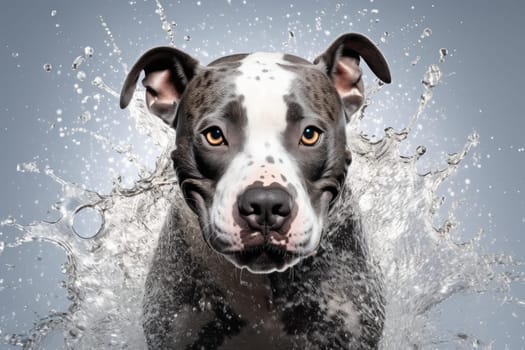 Vibrant Pitbull splash. Animal art. Generate Ai