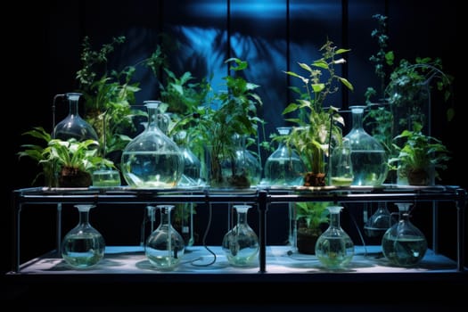 Scientific Green lab plants science. Nature medicine. Generate Ai