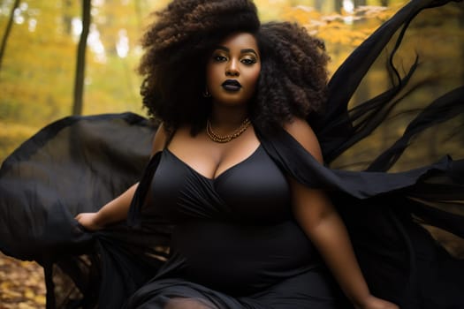 Ambitious Afro american woman. Fashion studio smile. Generate Ai
