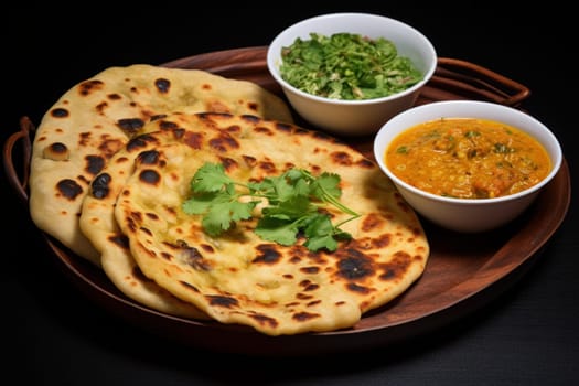 Indian dal naan. Food butter rice. Generate Ai
