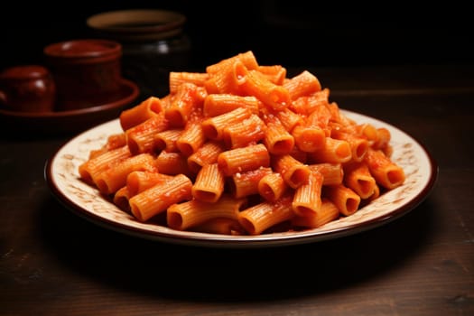 Hearty Plate rigatoni. Dish meal dinner. Generate Ai