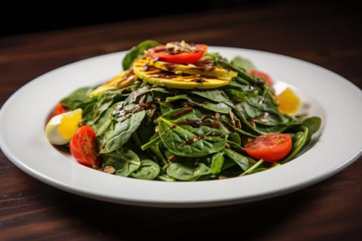Leafy Plate spinach salad. Green fresh. Generate Ai