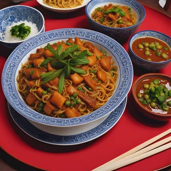 chinese lifestyle with food and persons