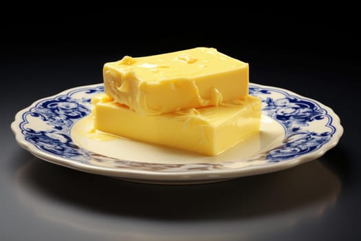 Plate piece butter. Food dairy. Generate AI