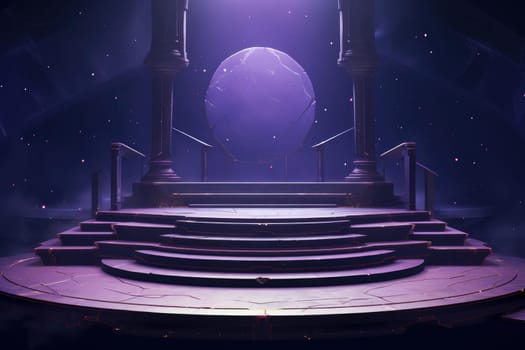 Polished Wood podium stage platform. Scene eco. Generate Ai
