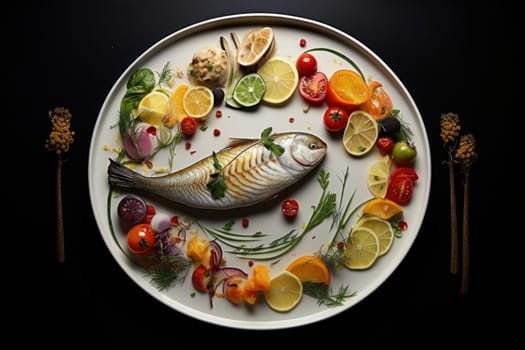 Delicious Plate food. Meal dish dinner food tasty. Generate Ai