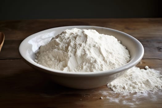 Fine Plate flour. Baking food wheat. Generate Ai