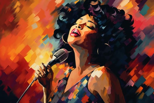 Soulful Jazz singer. Night musician art. Generate Ai
