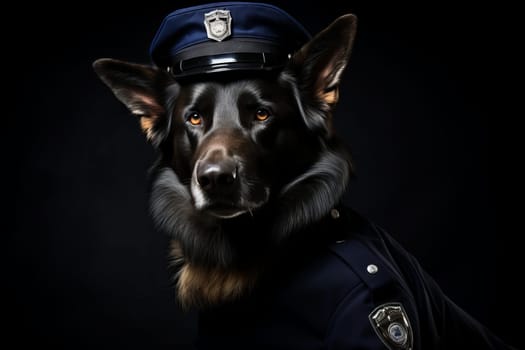 Brave Policeman dog at street. City service. Generate Ai