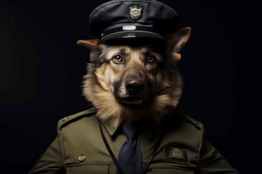 Protective Policeman dog at street. City service. Generate Ai