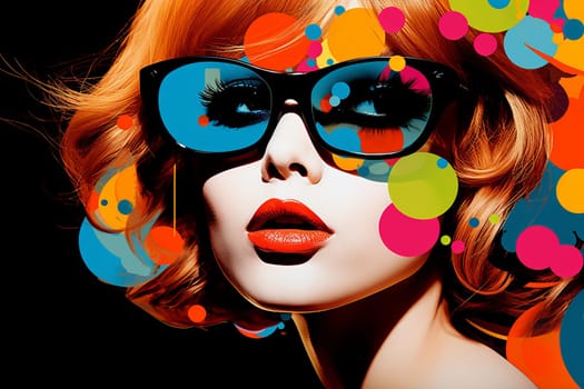Iconic Pop art woman. Modern retro portrait. Generate Ai