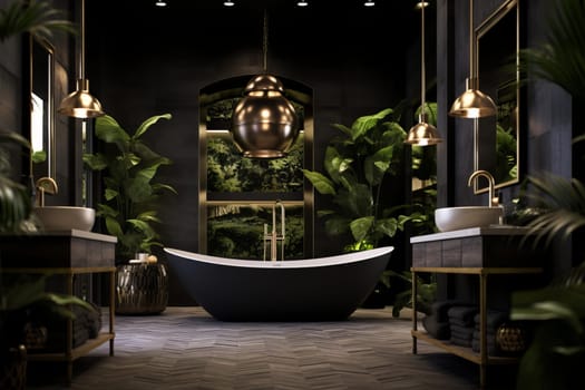 Opulent Gold bath. Interior classic detail. Generate Ai